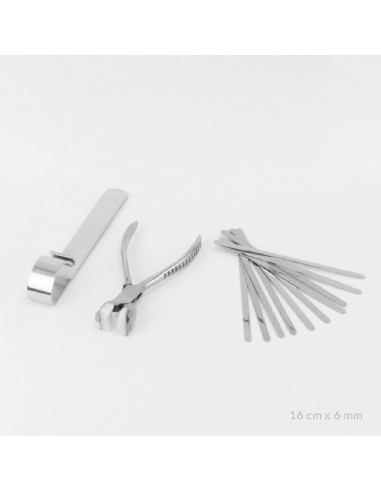 Kit básico de 10 pulseras de Acero Inoxidable + útiles de plegado | 16cm x 6 mm