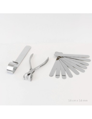 Kit básico de 10 pulseras de Acero Inoxidable + útiles de plegado | 16cm x 16 mm